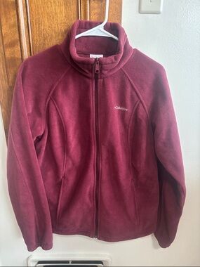 Columbia Maroon Full-Zip Fleece Jacket